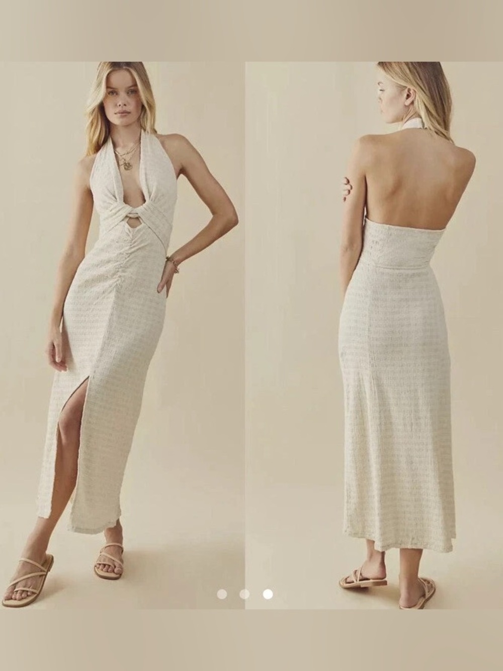 Free People Nya Halter Twist Front Maxi Dress in Taupe